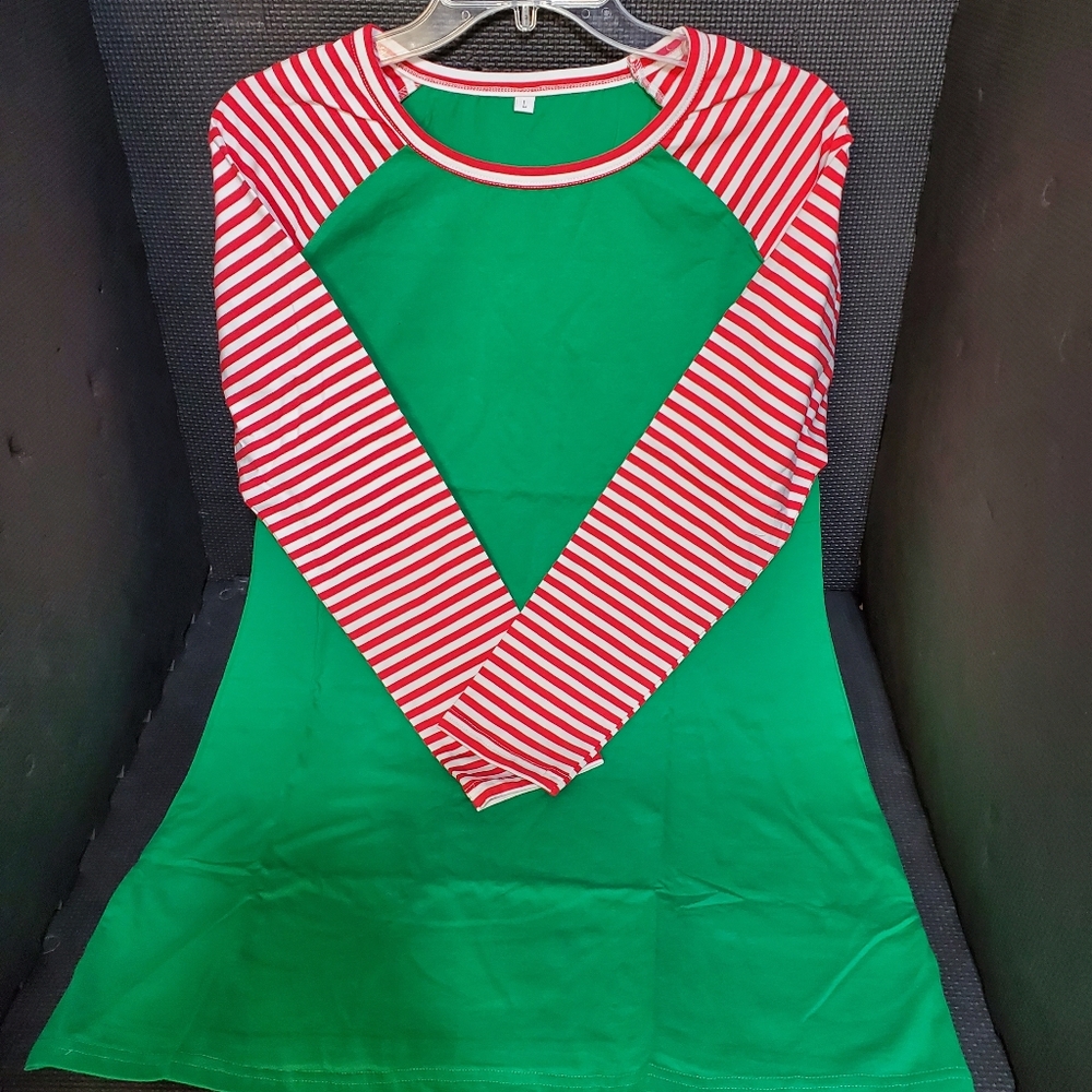 Green and Red Striped Christmas Shirt